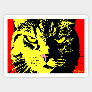 ANGRY CAT POP ART - YELLOW BLACK RED Sticker